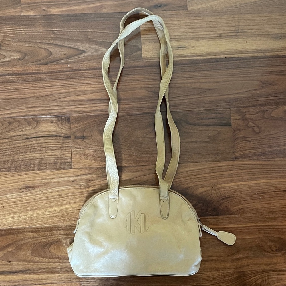 Vintage genuine leather Cream Shoulder Bag